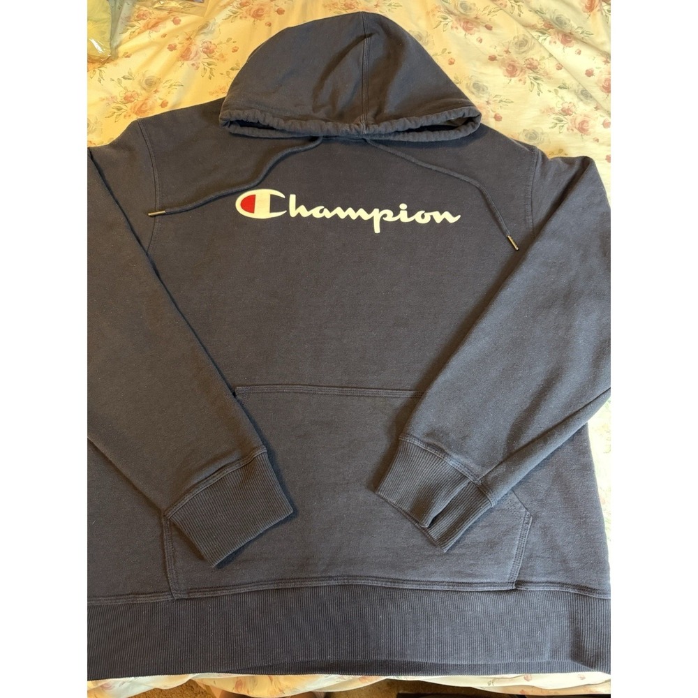 Champion‎ Hoodie Size L Navy Blue Pullover Sweatshirt Athletic Streetwear